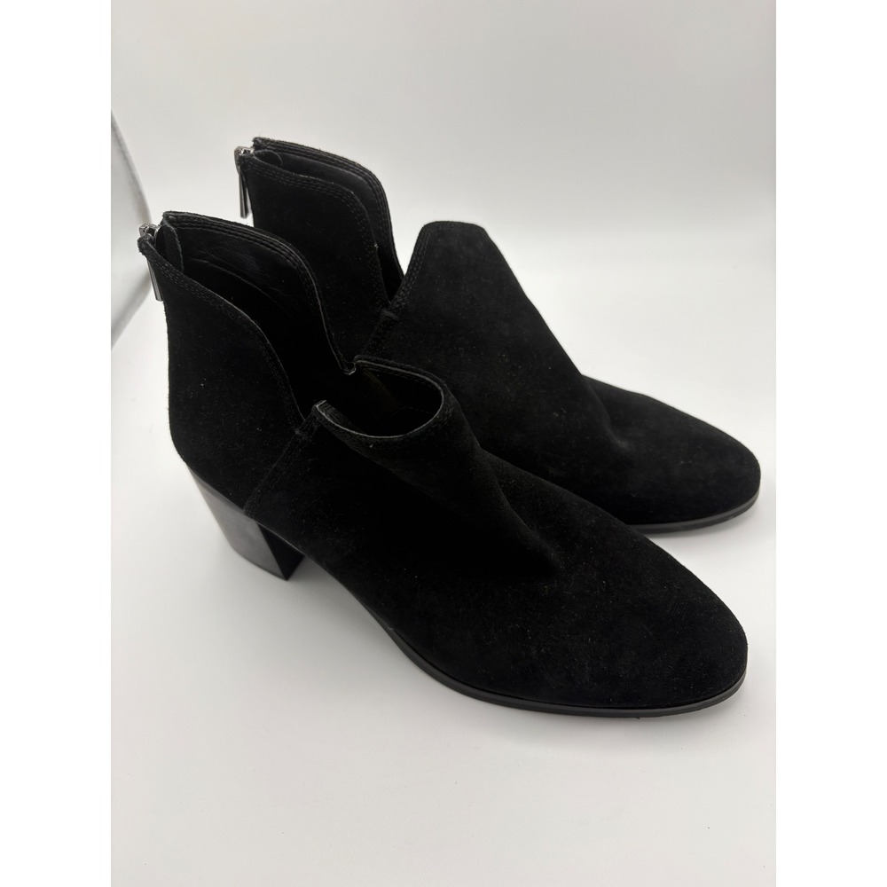 Enzo‎ Angiolini Stylish Black Suede V Cut Zip  Block Heel Ankle Boots Women 10M